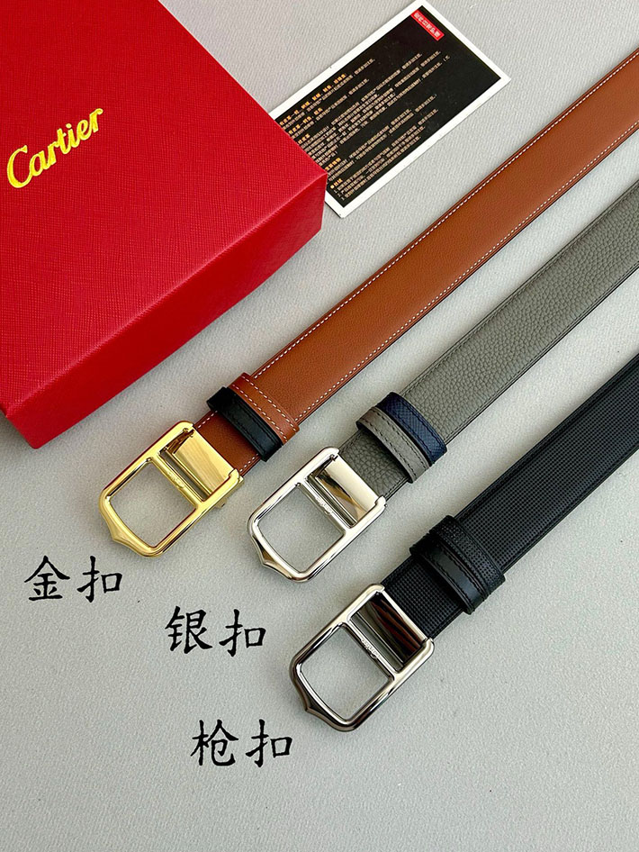 カルティエ レザーベルト 店舗 CARTIER メンズ 35mm リバーシブルレザーベルト タンクベルト ロゴバックル 2702110 カルティエ ベルト コピー - 画像 (2)