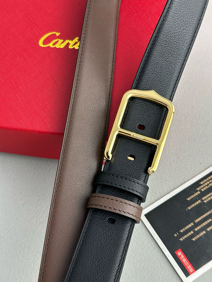 カルティエ レザーベルト 店舗 CARTIER 35mm サントス・ドゥ・カルティエ リバーシブル ベルト バックル 2702113 カルティエ ベルト 評判 - 画像 (4)