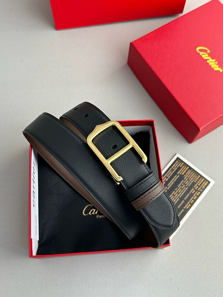 カルティエ レザーベルト 店舗 CARTIER 35mm サントス・ドゥ・カルティエ リバーシブル ベルト バックル 2702113 カルティエ ベルト 評判 - 画像 (3)