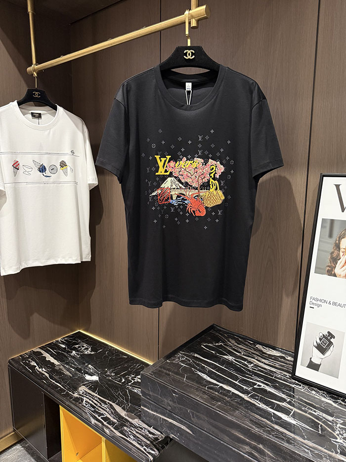 ルイヴィトン服コピー 人気店 Louis Vuitton 26SS 春夏新作 クルーネック・半袖 カジュアル・ピュアコットンTシャツ JP4649(1132) ルイヴィトン Tシャツ 白 - 画像 (2)
