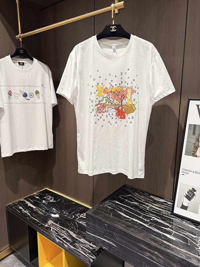 ルイヴィトン服コピー 人気店 Louis Vuitton 26SS 春夏新作 クルーネック・半袖 カジュアル・ピュアコットンTシャツ JP4649(1132) ルイヴィトン Tシャツ 白 - 画像 (8)