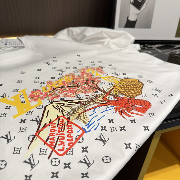ルイヴィトン服コピー 人気店 Louis Vuitton 26SS 春夏新作 クルーネック・半袖 カジュアル・ピュアコットンTシャツ JP4649(1132) ルイヴィトン Tシャツ 白 - 画像 (6)
