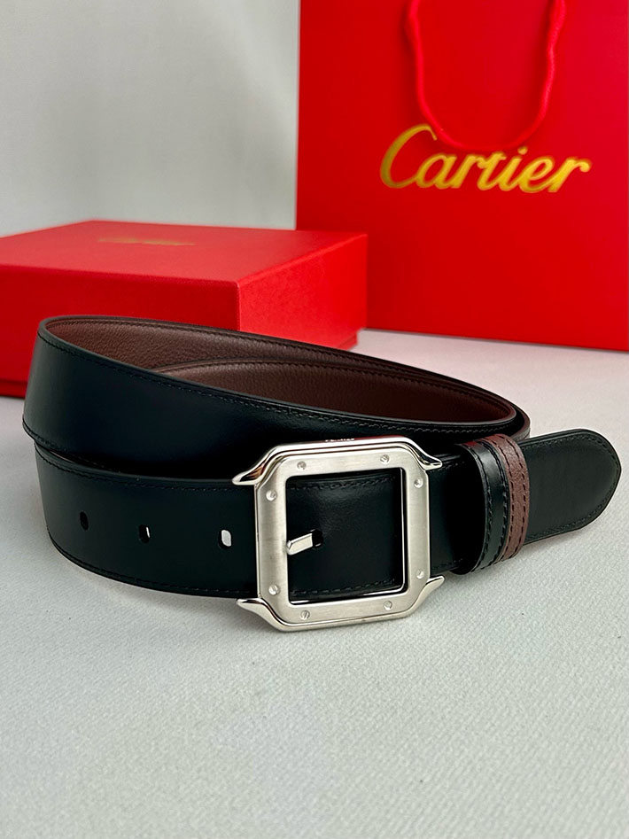 カルティエ レザーベルト 店舗 CARTIER メンズレザーベルト リバーシブル カーフレザー サントスドゥカルティエ 2702119 カルティエ ベルト 新作 - 画像 (3)
