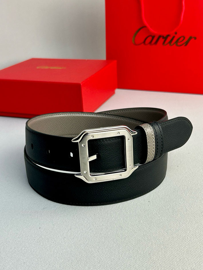 カルティエ レザーベルト 店舗 CARTIER メンズレザーベルト リバーシブル カーフレザー サントスドゥカルティエ 2702120 カルティエ ベルト 安い - 画像 (4)