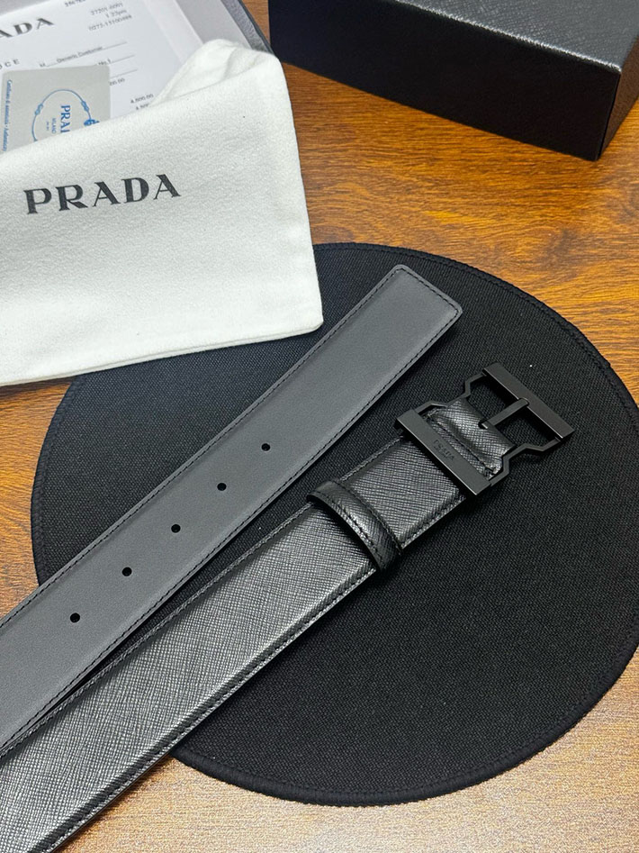 プラダ アウトレット店舗 PRADA サフィアーノレザーリバーシブルベルト 40mm スティールバックル 2702167 プラダ ベルト メンズ 人気 - 画像 (4)