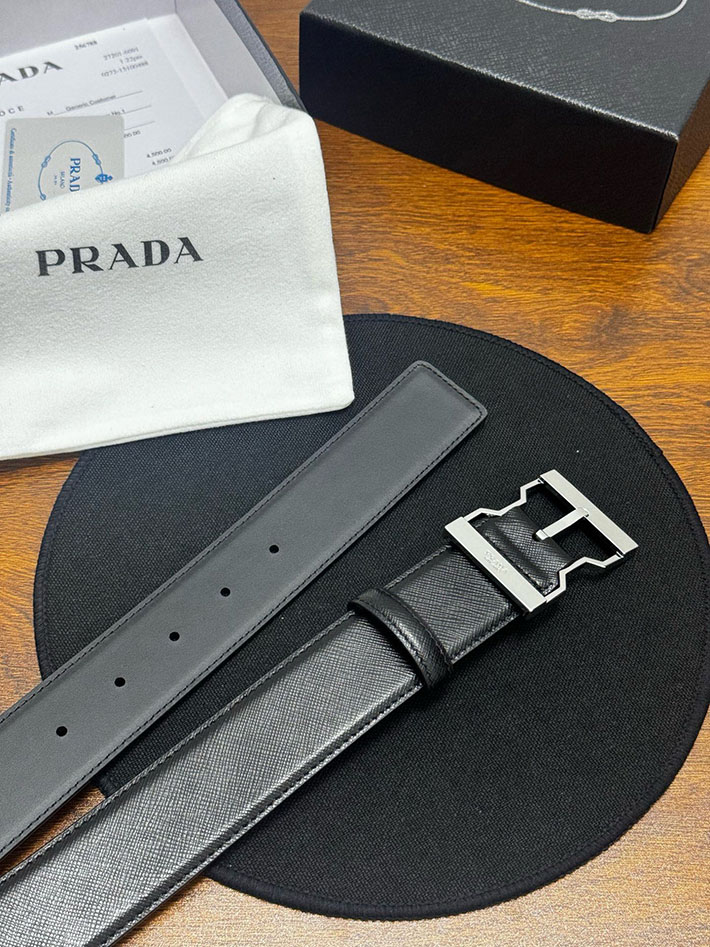 プラダ アウトレット店舗 PRADA サフィアーノレザーリバーシブルベルト 40mm スティールバックル 2702168 プラダ ベルト メンズ アウトレット - 画像 (4)
