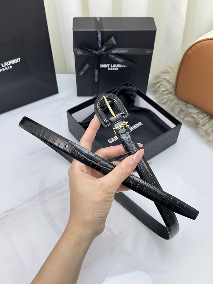 サンローラン アウトレット店舗 SAINT LAURENT 20mm YSLロゴ カサンドラ リングバックル レザーベルト 2702179 サンローラン ベルト レディース - 画像 (7)