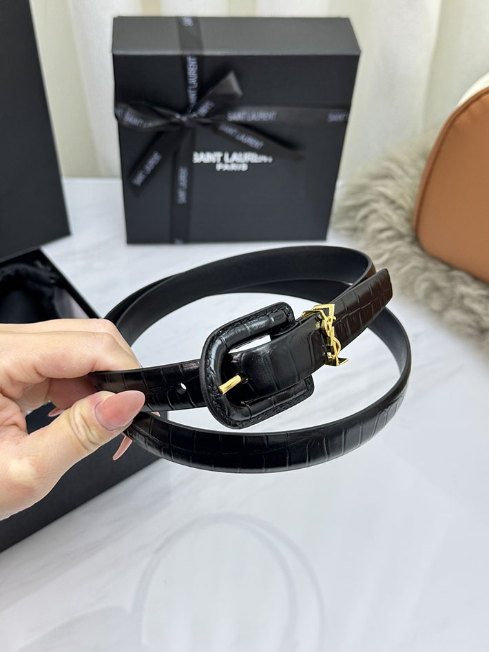 サンローラン アウトレット店舗 SAINT LAURENT 20mm YSLロゴ カサンドラ リングバックル レザーベルト 2702179 サンローラン ベルト レディース - 画像 (6)