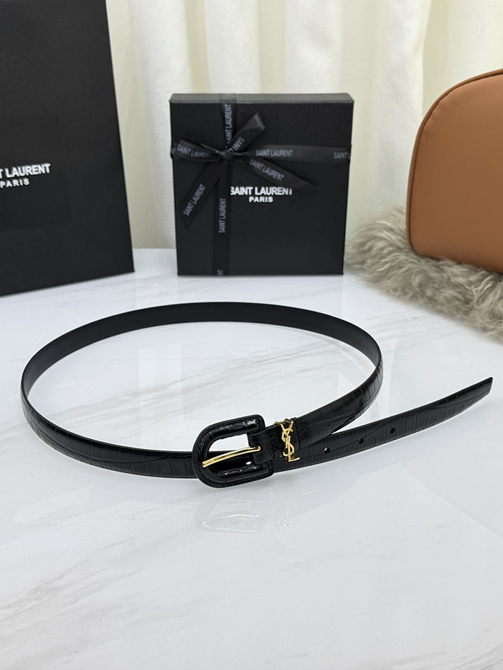 サンローラン アウトレット店舗 SAINT LAURENT 20mm YSLロゴ カサンドラ リングバックル レザーベルト 2702179 サンローラン ベルト レディース - 画像 (5)