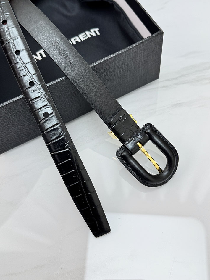 サンローラン アウトレット店舗 SAINT LAURENT 20mm YSLロゴ カサンドラ リングバックル レザーベルト 2702179 サンローラン ベルト レディース - 画像 (4)