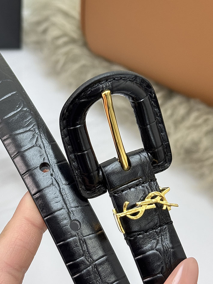サンローラン アウトレット店舗 SAINT LAURENT 20mm YSLロゴ カサンドラ リングバックル レザーベルト 2702179 サンローラン ベルト レディース - 画像 (2)