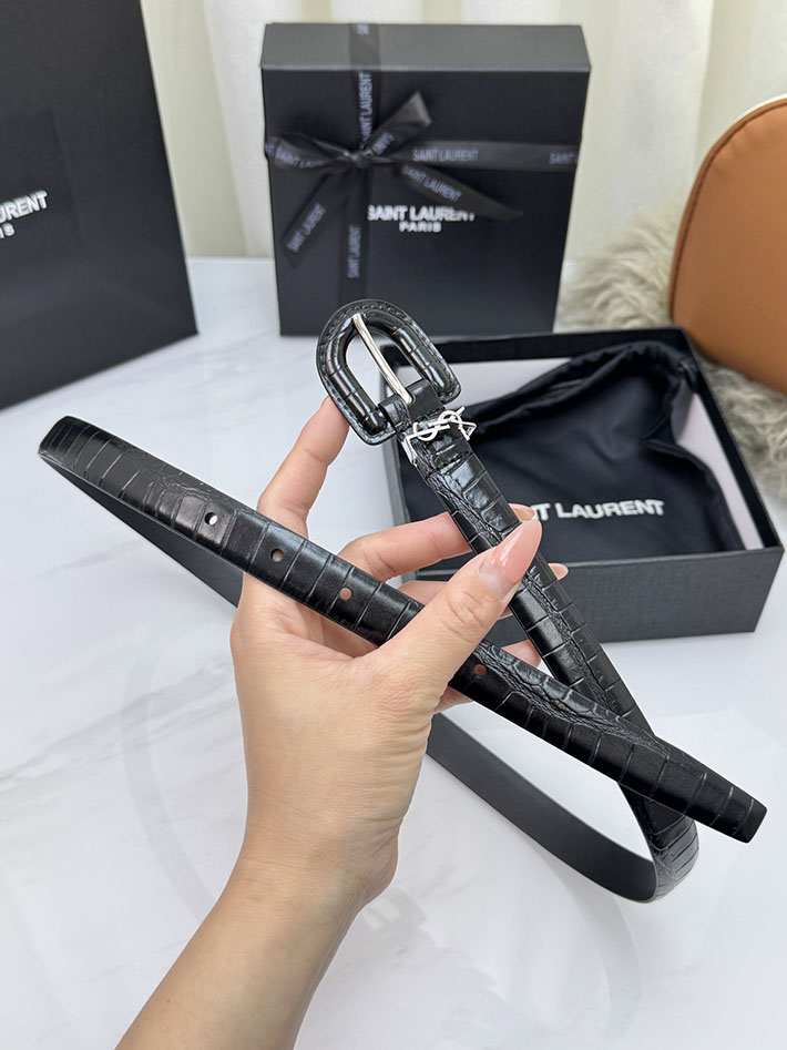 サンローラン アウトレット店舗 SAINT LAURENT 20mm YSLロゴ カサンドラ リングバックル レザーベルト 2702180 サンローラン ベルト アウトレット - 画像 (6)