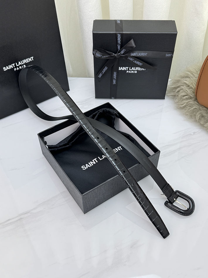 サンローラン アウトレット店舗 SAINT LAURENT 20mm YSLロゴ カサンドラ リングバックル レザーベルト 2702180 サンローラン ベルト アウトレット - 画像 (3)