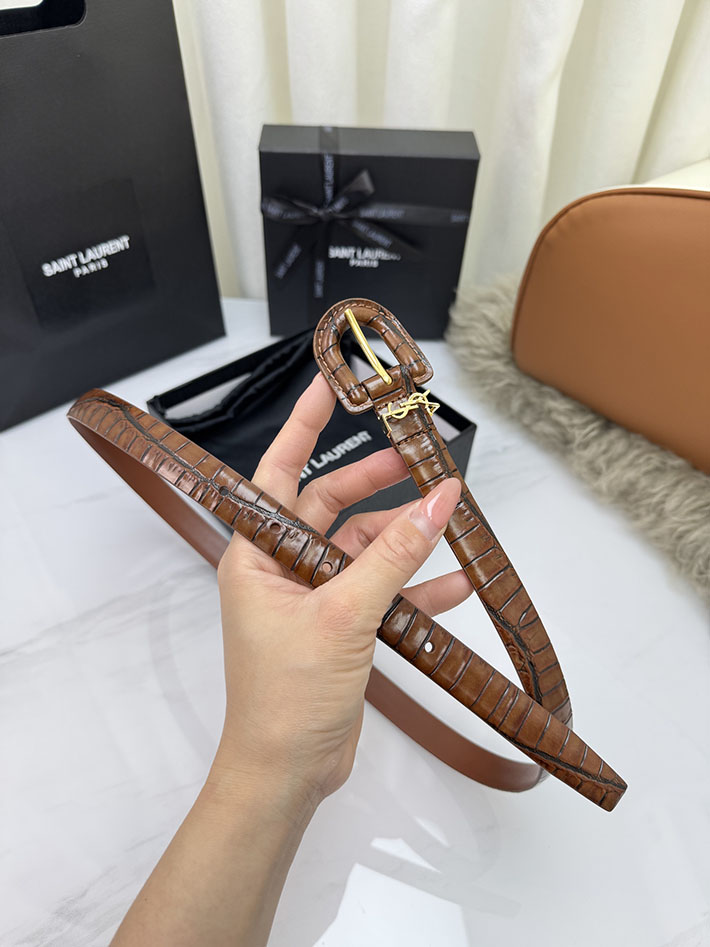 サンローラン アウトレット店舗 SAINT LAURENT 20mm YSLロゴ カサンドラ リングバックル レザーベルト 2702181 サンローラン ベルト リバーシブル - 画像 (7)