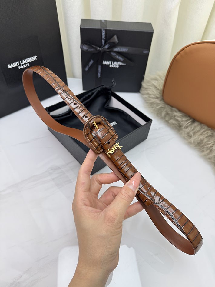 サンローラン アウトレット店舗 SAINT LAURENT 20mm YSLロゴ カサンドラ リングバックル レザーベルト 2702181 サンローラン ベルト リバーシブル - 画像 (6)