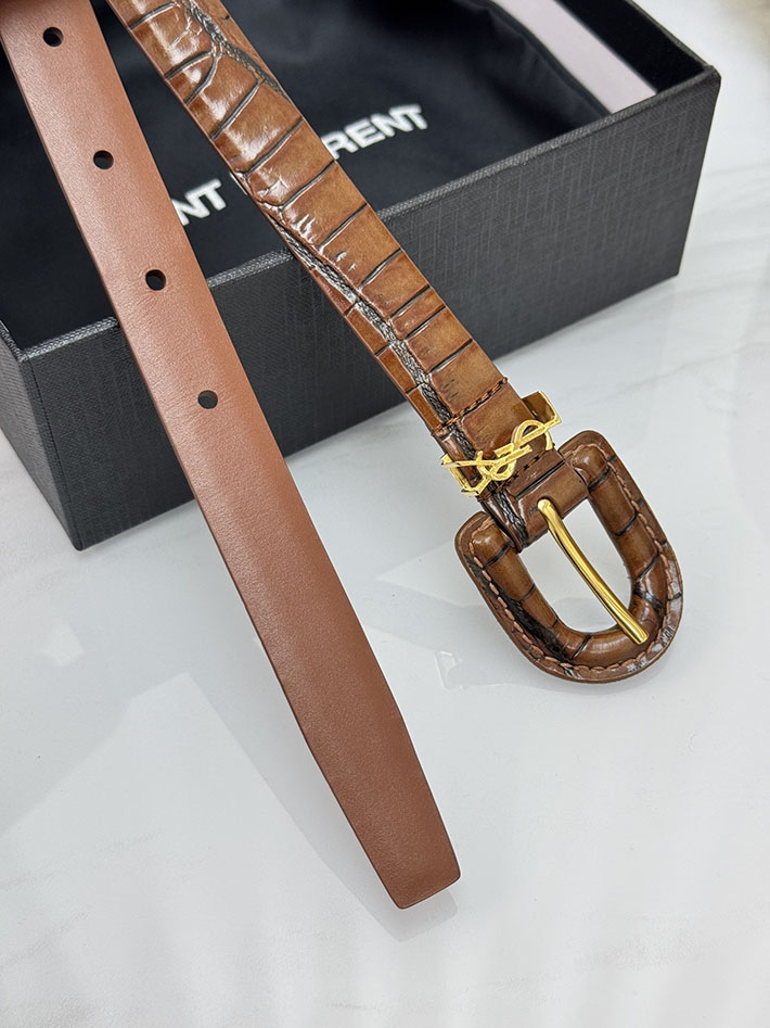 サンローラン アウトレット店舗 SAINT LAURENT 20mm YSLロゴ カサンドラ リングバックル レザーベルト 2702181 サンローラン ベルト リバーシブル - 画像 (4)
