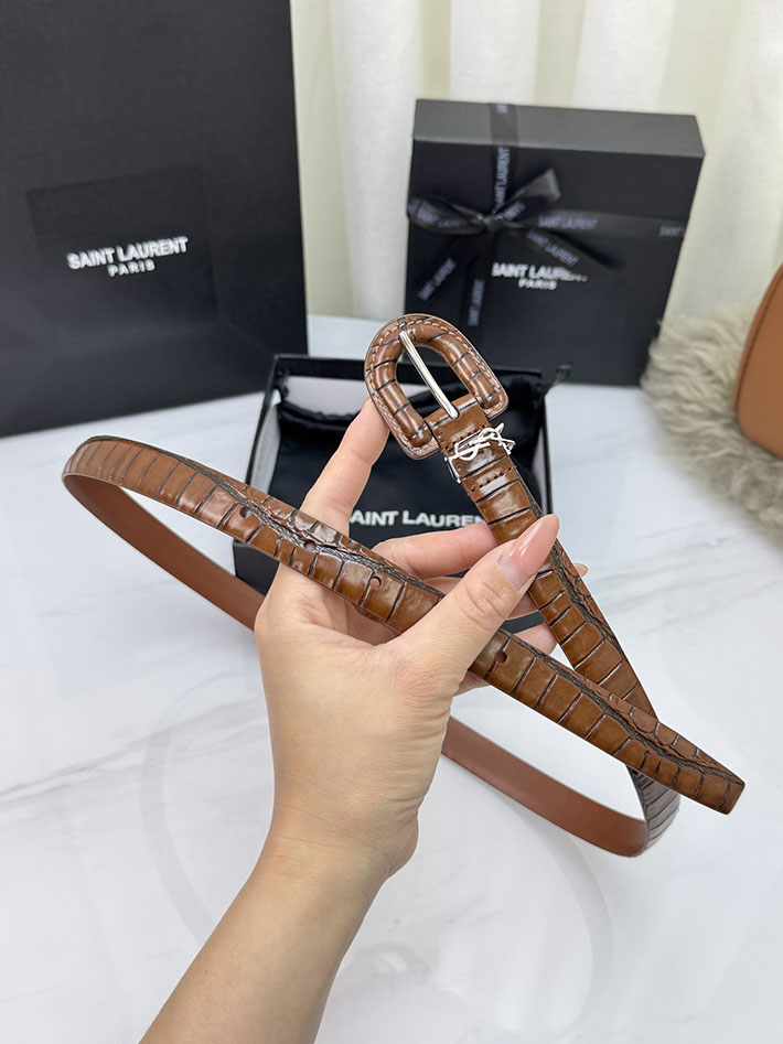 サンローラン アウトレット店舗 SAINT LAURENT 20mm YSLロゴ カサンドラ リングバックル レザーベルト 2702182 サンローラン ベルト コピー - 画像 (7)