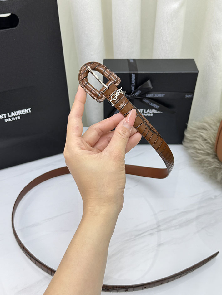 サンローラン アウトレット店舗 SAINT LAURENT 20mm YSLロゴ カサンドラ リングバックル レザーベルト 2702182 サンローラン ベルト コピー - 画像 (6)
