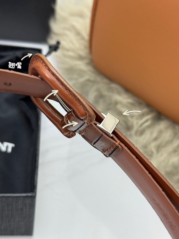 サンローラン アウトレット店舗 SAINT LAURENT 20mm YSLロゴ カサンドラ リングバックル レザーベルト 2702182 サンローラン ベルト コピー - 画像 (5)