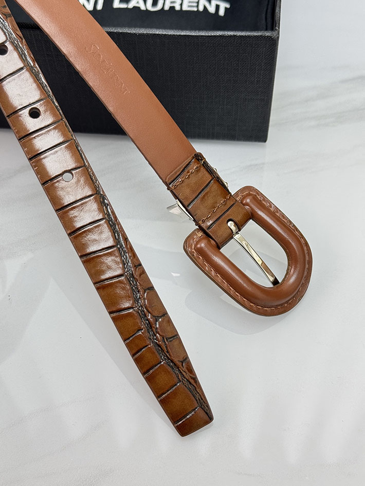 サンローラン アウトレット店舗 SAINT LAURENT 20mm YSLロゴ カサンドラ リングバックル レザーベルト 2702182 サンローラン ベルト コピー - 画像 (3)