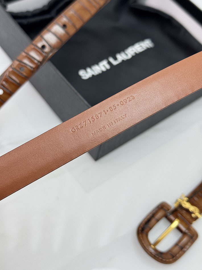 サンローラン アウトレット店舗 SAINT LAURENT 20mm YSLロゴ カサンドラ リングバックル レザーベルト 2702182 サンローラン ベルト コピー - 画像 (2)
