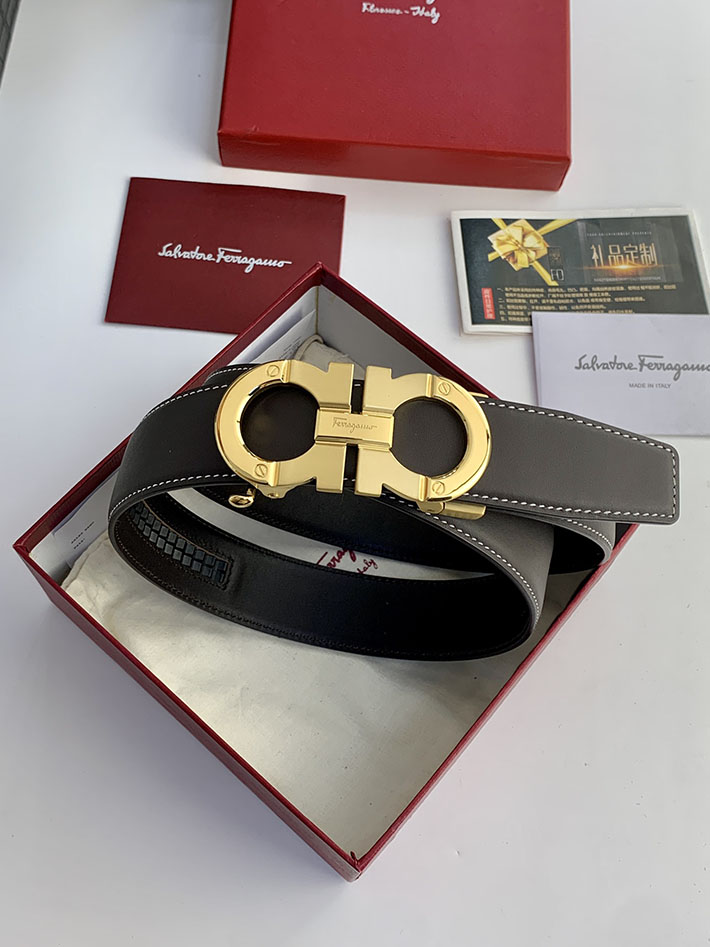 Salvatore Ferragamo アウトレット 店舗 フェラガモ 35mm リバーシブル ガンチーニ レザーベルト 2702206 Ferragamo ベルト アウトレット - 画像 (4)