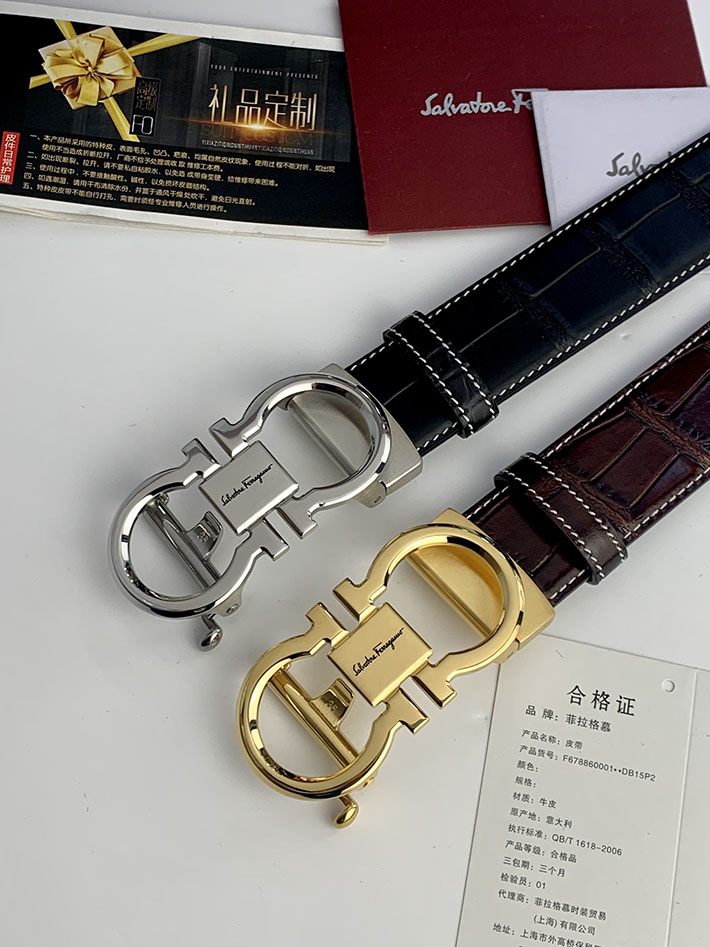 Salvatore Ferragamo アウトレット 店舗 フェラガモ 35mm リバーシブル ガンチーニ レザーベルト 2702208 ferragamo ベルト コピー - 画像 (5)