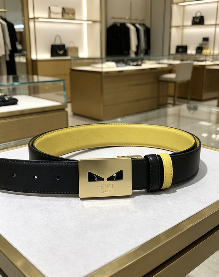 フェンディ アウトレット店舗 FENDI メンズ 35mm モンスターアイモチーフバックル レザーベルト 2702219 フェンディ ベルト アウトレット - 画像 (9)