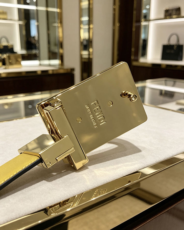 フェンディ アウトレット店舗 FENDI メンズ 35mm モンスターアイモチーフバックル レザーベルト 2702219 フェンディ ベルト アウトレット - 画像 (5)