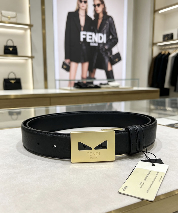フェンディ アウトレット店舗 FENDI メンズ 35mm モンスターアイモチーフバックル レザーベルト 2702222 フェンディ ベルト リバーシブル - 画像 (9)