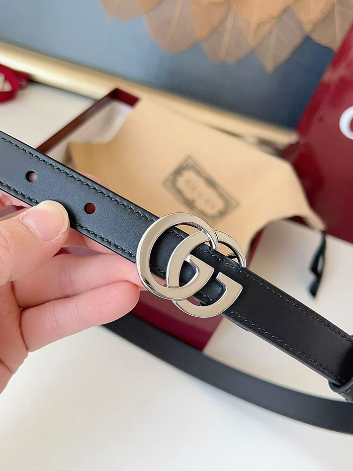 グッチ アウトレット店舗 GUCCI カット GGエンブレム スリムベルト 20mm レディース ダブルGバックル 2702247 グッチ ベルト レディース アウトレット - 画像 (6)