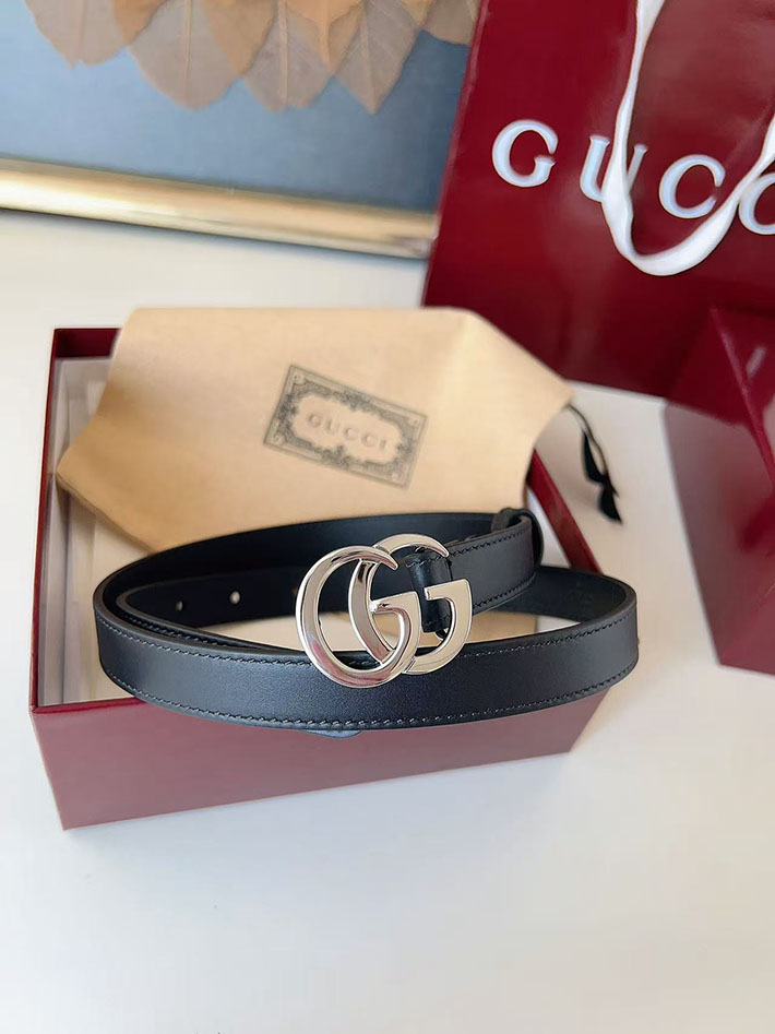 グッチ アウトレット店舗 GUCCI カット GGエンブレム スリムベルト 20mm レディース ダブルGバックル 2702247 グッチ ベルト レディース アウトレット - 画像 (5)