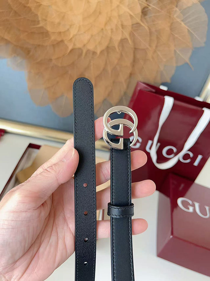 グッチ アウトレット店舗 GUCCI カット GGエンブレム スリムベルト 20mm レディース ダブルGバックル 2702247 グッチ ベルト レディース アウトレット - 画像 (4)