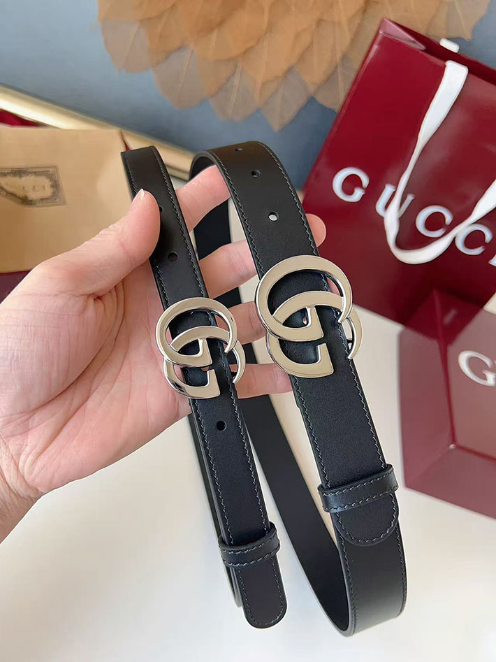 グッチ アウトレット店舗 GUCCI カット GGエンブレム スリムベルト 20mm レディース ダブルGバックル 2702247 グッチ ベルト レディース アウトレット - 画像 (2)