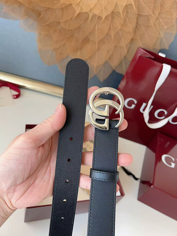 グッチ アウトレット店舗 GUCCI カット GGエンブレム スリムベルト 20mm レディース ダブルGバックル 2702248 グッチ ベルト レディース 人気 - 画像 (5)