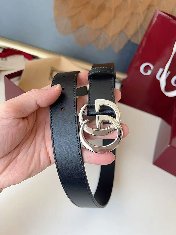 グッチ アウトレット店舗 GUCCI カット GGエンブレム スリムベルト 20mm レディース ダブルGバックル 2702248 グッチ ベルト レディース 人気 - 画像 (4)
