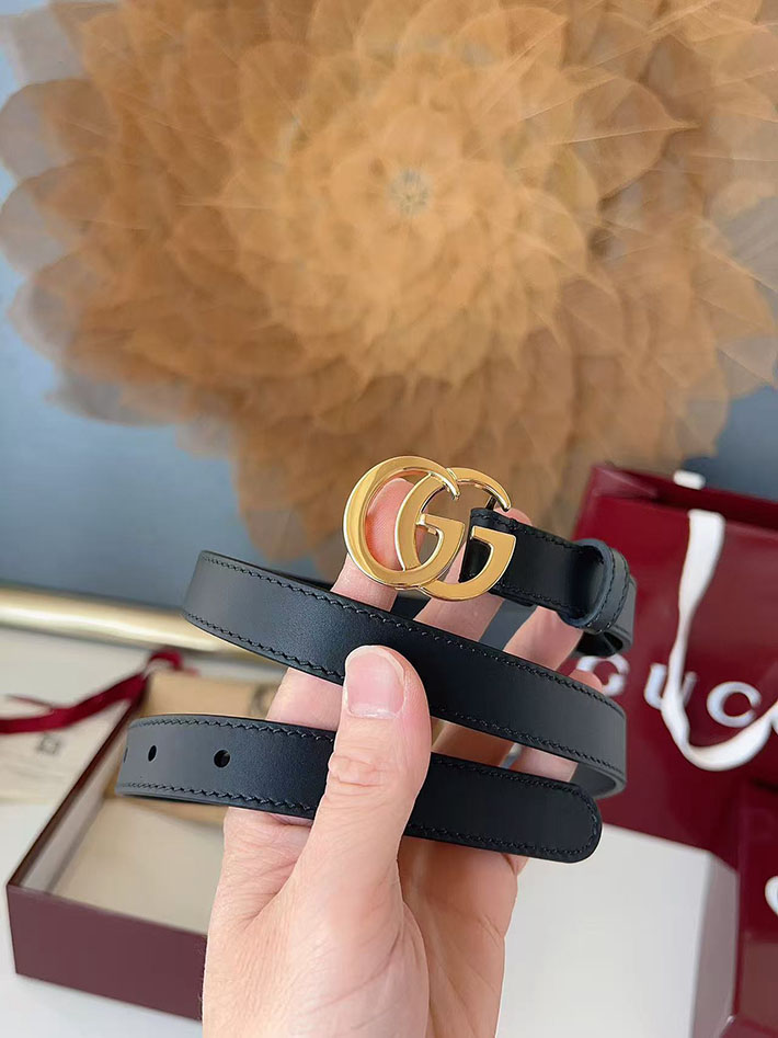 グッチ アウトレット店舗 GUCCI カット GGエンブレム スリムベルト 20mm レディース ダブルGバックル 2702249 グッチ ベルト レディース サイズ - 画像 (9)