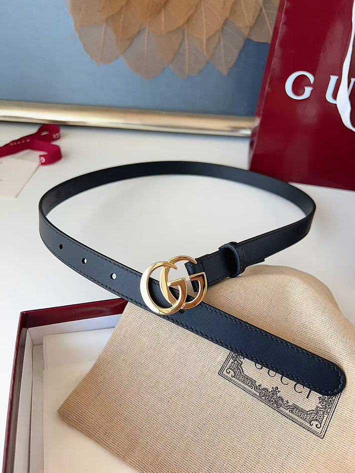 グッチ アウトレット店舗 GUCCI カット GGエンブレム スリムベルト 20mm レディース ダブルGバックル 2702249 グッチ ベルト レディース サイズ - 画像 (6)