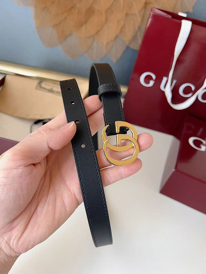 グッチ アウトレット店舗 GUCCI カット GGエンブレム スリムベルト 20mm レディース ダブルGバックル 2702249 グッチ ベルト レディース サイズ - 画像 (5)