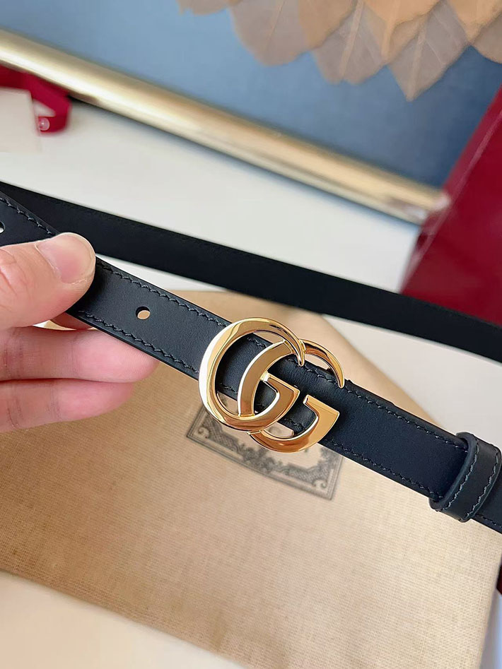 グッチ アウトレット店舗 GUCCI カット GGエンブレム スリムベルト 20mm レディース ダブルGバックル 2702249 グッチ ベルト レディース サイズ - 画像 (4)