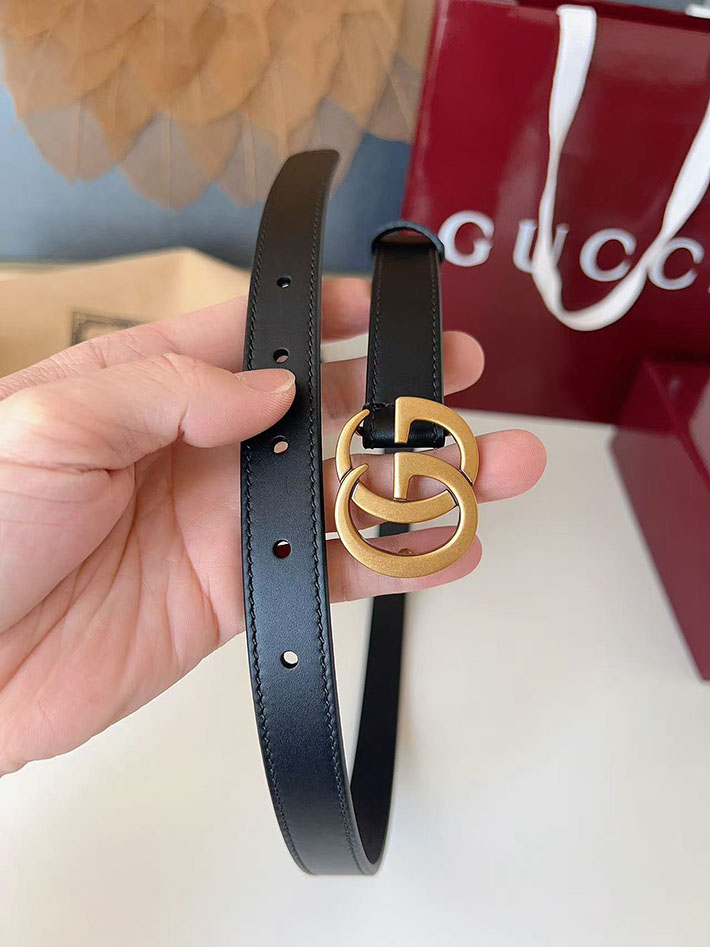 グッチ アウトレット店舗 GUCCI カット GGエンブレム スリムベルト 20mm レディース ダブルGバックル 2702251 グッチ ベルト交換 - 画像 (6)