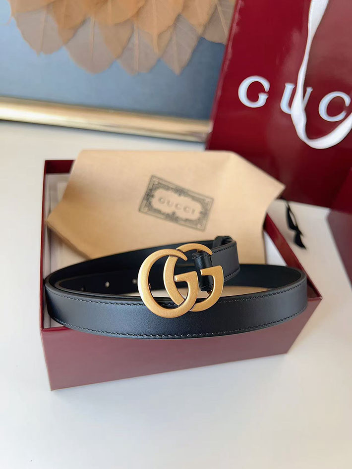 グッチ アウトレット店舗 GUCCI カット GGエンブレム スリムベルト 20mm レディース ダブルGバックル 2702251 グッチ ベルト交換 - 画像 (5)