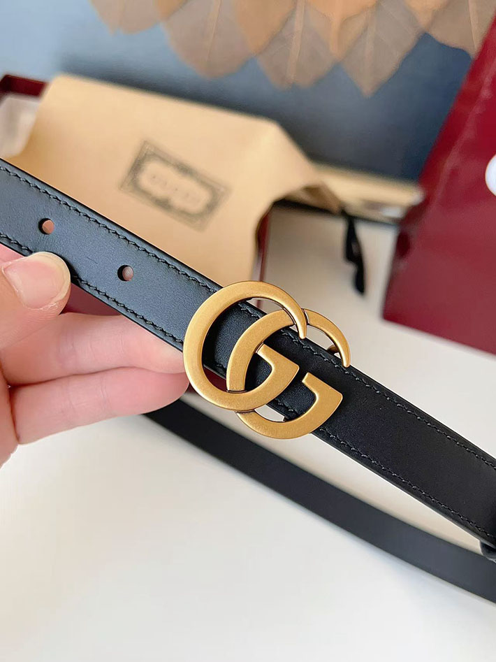 グッチ アウトレット店舗 GUCCI カット GGエンブレム スリムベルト 20mm レディース ダブルGバックル 2702251 グッチ ベルト交換 - 画像 (4)