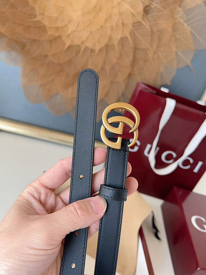グッチ アウトレット店舗 GUCCI カット GGエンブレム スリムベルト 20mm レディース ダブルGバックル 2702251 グッチ ベルト交換 - 画像 (3)