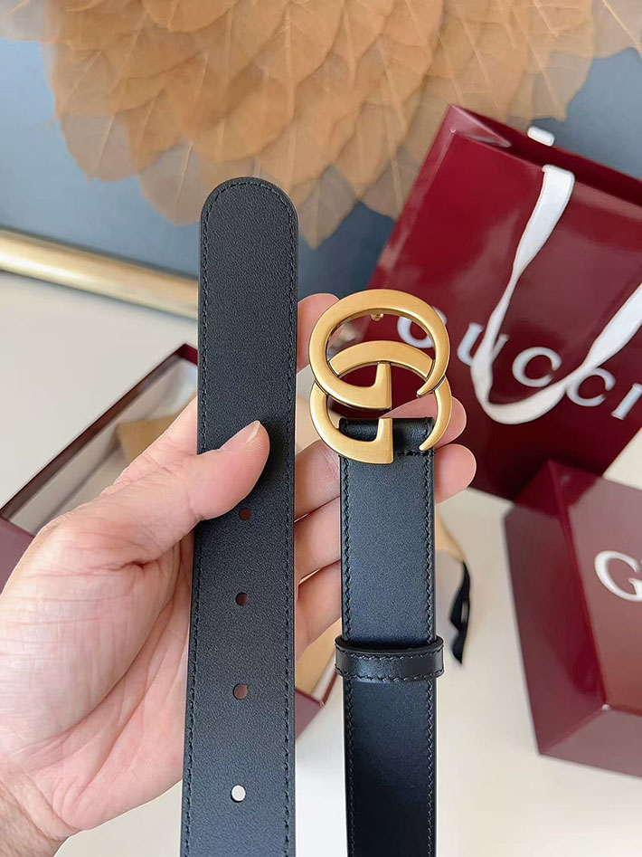 グッチ アウトレット店舗 GUCCI カット GGエンブレム スリムベルト 20mm レディース ダブルGバックル 2702252 グッチ ベルト ビジネス - 画像 (6)