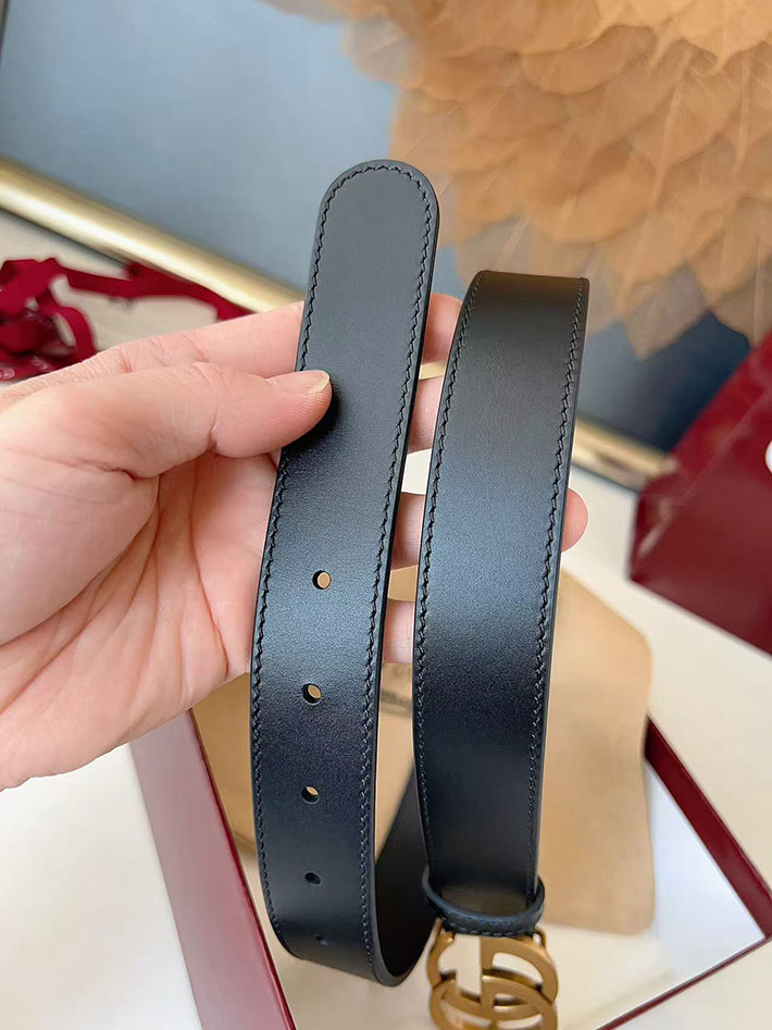 グッチ アウトレット店舗 GUCCI カット GGエンブレム スリムベルト 20mm レディース ダブルGバックル 2702252 グッチ ベルト ビジネス - 画像 (5)