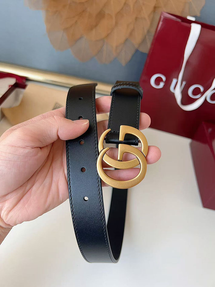 グッチ アウトレット店舗 GUCCI カット GGエンブレム スリムベルト 20mm レディース ダブルGバックル 2702252 グッチ ベルト ビジネス - 画像 (4)