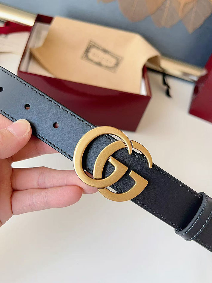 グッチ アウトレット店舗 GUCCI カット GGエンブレム スリムベルト 20mm レディース ダブルGバックル 2702252 グッチ ベルト ビジネス - 画像 (3)