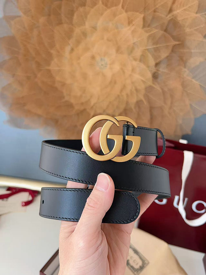 グッチ アウトレット店舗 GUCCI カット GGエンブレム スリムベルト 20mm レディース ダブルGバックル 2702252 グッチ ベルト ビジネス - 画像 (2)