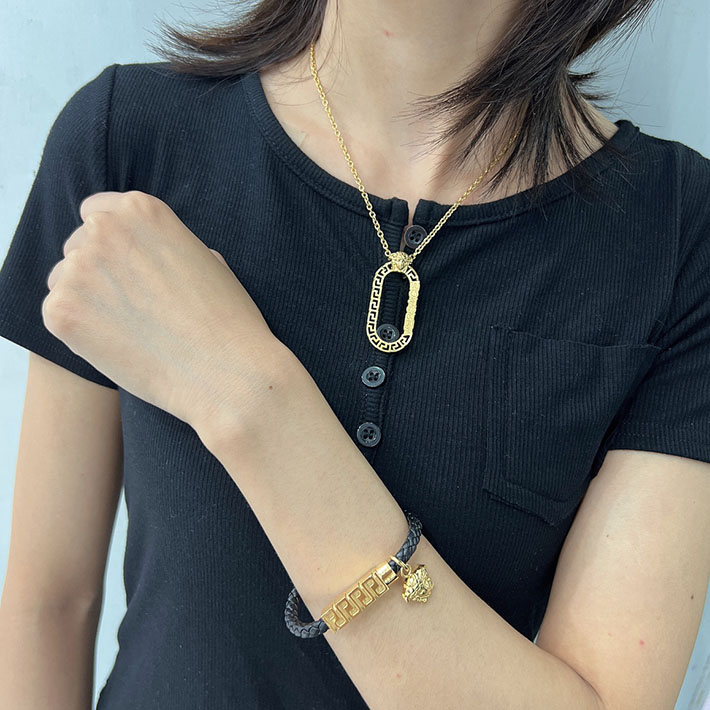 ヴェルサーチ アウトレット店舗 VERSACE ヴェルサーチ ブレスレット メドゥーサ ブレイド レザー 2701746 ヴェルサーチ ブレスレット ゴールド - 画像 (6)